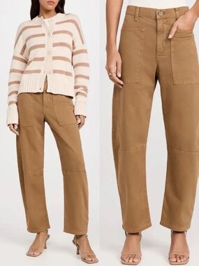 Velvet by Graham & Spencer Brylie Sanded Twill Utility Pants In Clove Barrel Leg